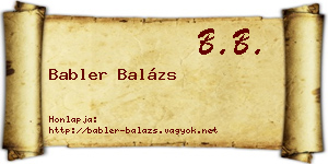 Babler Balázs névjegykártya